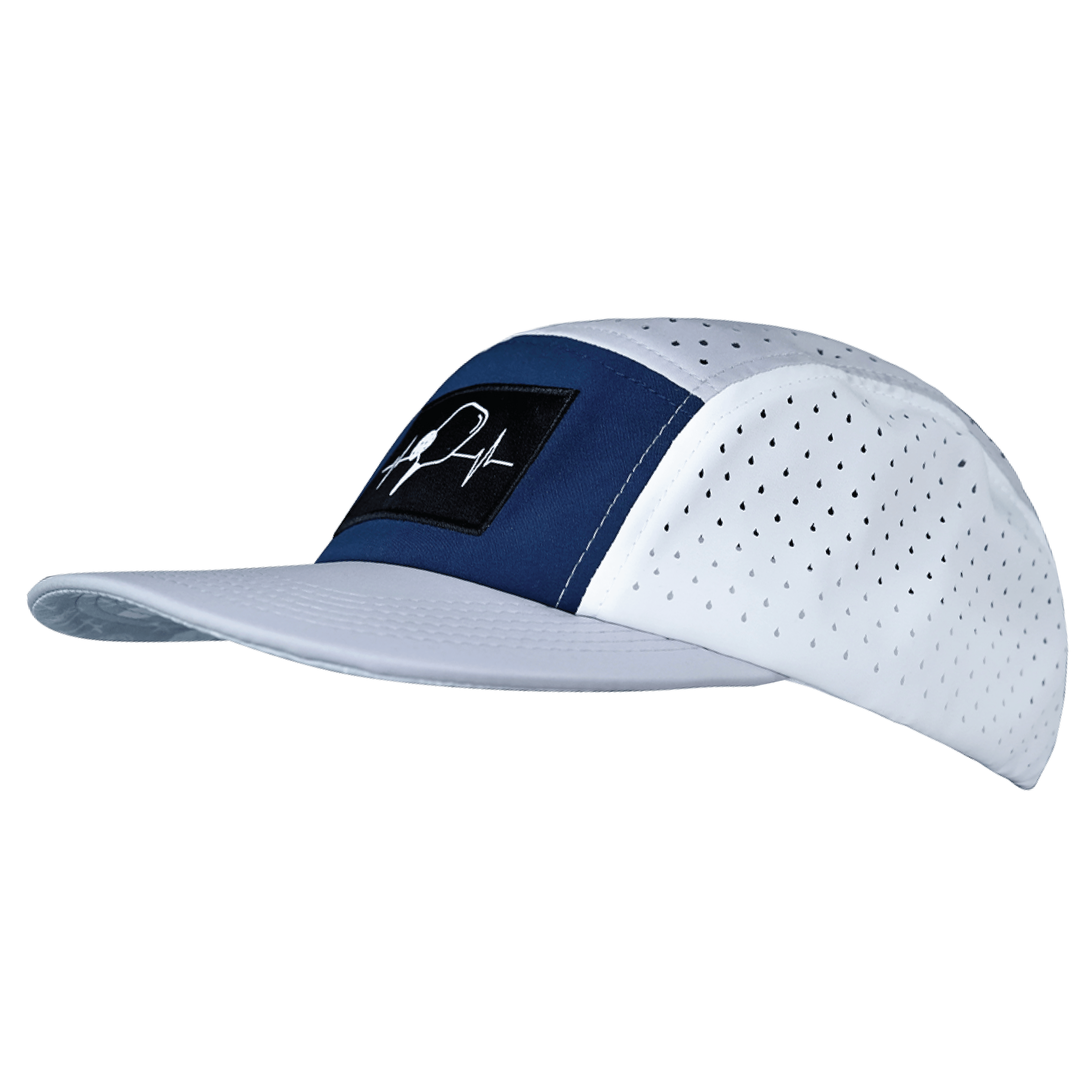 Pickleball Hat - 5 Panel - Gray / Navy / White - Laser Mesh