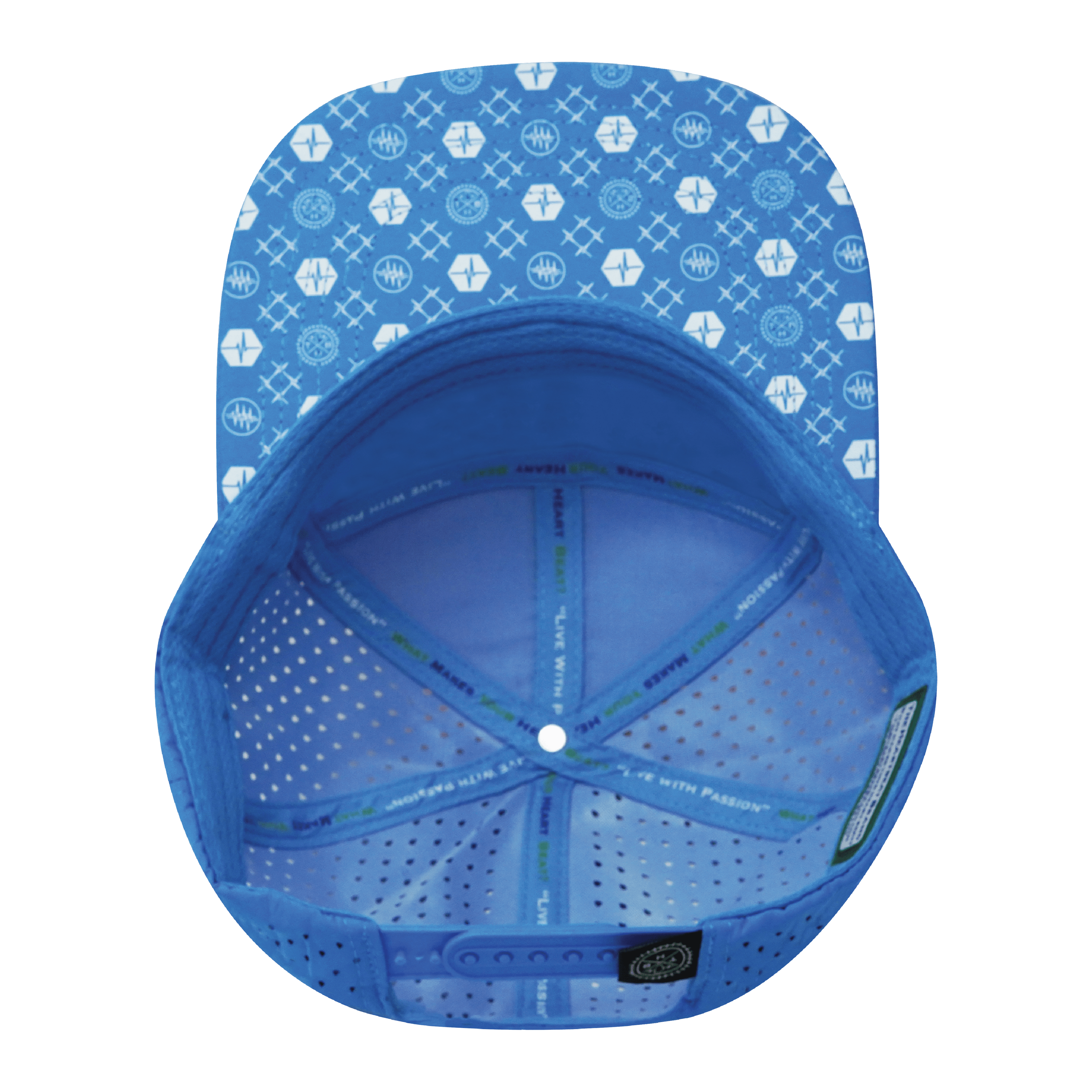 Pickleball Hat - Flat Bill - Neon Blue / White / Neon Peach - Laser Mesh